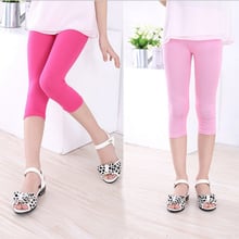 2019 Summer Girls Modal Cotton Legging Bottoms Knee Length Pants Kids Candy Color Children Cropped Leggings for Girl 2-8years 2024 - buy cheap