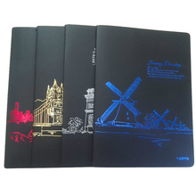 Bloc de notas con pintura colorida de la Torre Eiffel, Libreta negra creativa de 32 hojas, cuaderno portátil, diario 2024 - compra barato