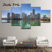 Canvas Painting landscape Skyline of sky and building 5 Pieces Wall Art Painting Modular Wallpapers Poster Print Home Decor 2024 - buy cheap