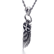 Titanium steel necklace men's Europe and the United States stainless steel pendant angel wings cross pendant wholesale 2024 - buy cheap