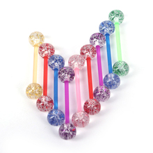 10PCS Colorful Acrylic Ball Barbell Tongue Rings Sexy Glitter Nipple Rins Body Jewelry for Women Tongue Piercing 2024 - buy cheap