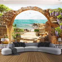Murales de pared 3D personalizados, arcos modernos de piedra para jardín, vista al mar, papeles de pared de fotos, paño de pared 3D, sala de estar, TV, decoración de pared para el hogar 2024 - compra barato