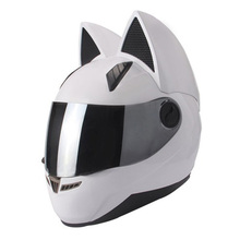Nitrinos cat ears motorcycle helmet automobile race antifog full face helmet personality design capacete motor ECE approved 2024 - buy cheap