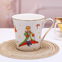 Taza de café de porcelana blanca de dibujos animados con mango de oro manual, taza de café China de hueso, con caja de regalo, envío gratis 2024 - compra barato