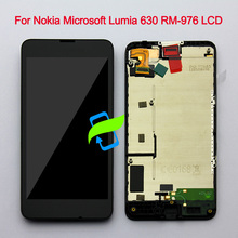 Оригинальное качество для Nokia Microsoft Lumia 630 RM-976 ЖК-дисплей кодирующий преобразователь сенсорного экрана в сборе с рамкой для NOKIA 630 LCD 2024 - купить недорого