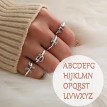 Простые Кольца с буквами, регулируемые обручальные кольца для женщин, изысканные ювелирные изделия из кристаллов, женские обручальные кольца, ювелирное изделие, подарок 2024 - купить недорого