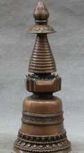 Xd 002743 9 "Tibet bronce tibetano budismo orar estatua de loto Buda Stupa Pagoda Tope 2024 - compra barato