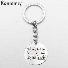 Konminry Best Teacher Stainless Steel Long Key Chain Gifts Super Merci French Letter Cartoon Drawing Keyring Jewelry 2024 - buy cheap