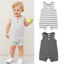 Cute Newborn Infant Baby Boys Girl Striped Clothes Sleeveless Rompers Outfit Summer Casual Baby Clothing 2024 - buy cheap