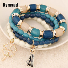 Kymyad pulseira com correntes, estilo verão, contas, bracelete multicamadas, bracelete charmoso, joias para mulheres 2024 - compre barato