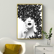 Modern Girls Pop Art Decorative Canvas Prints Black And White Nordic Wall Painting Posters And Prints For Living Room Wall Decor 2024 - buy cheap