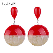 YUQINQIN Classic Drop Acrylic Earrings for Women Resin Round Geometric Clips for Ears Earings Fashion Elegant Dangling Earring 2024 - buy cheap