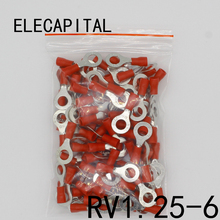 RV1.25-6 Red 22-16 AWG 0.5-1.5mm2 Insulated Ring Terminal Connector Cable Wire Connector 100PCS/Pack RV1-6 RV 2024 - buy cheap