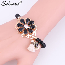 Sehuoran Bracelets & Bangles For Woman Tassel Bohemian Adjustment Crystal Armbanden Zinc Alloy Crystal Beads With Crystal Stone 2024 - buy cheap