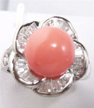 FREE shipping> >>>Charming! Noble jewelry Pink Coral Ring size: 7.8.9 2024 - buy cheap