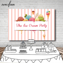 Sensfun-Fondo de fotografía para fiesta de helado, telón de vinilo a rayas para estudio fotográfico, fiesta de cumpleaños, mesa, postre, 7x5 pies 2024 - compra barato