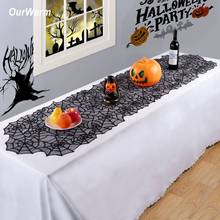 OurWarm Spider Web Table Runner Halloween DIY Decoration Black Cobweb Lace Table Runner 51x203cm Halloween Decoration for Home 2024 - buy cheap