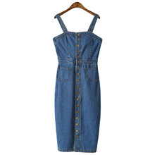 Женское платье-комбинезон, винтажное синее облегающее платье из джинсовой ткани, модель R662 на лето-осень 2019 2024 - купить недорого