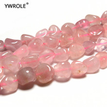 Contas de quartzo rosa com forma irregular, 8-12mm para fabricação de joias, colar pulseira diy de 15 polegadas 2024 - compre barato