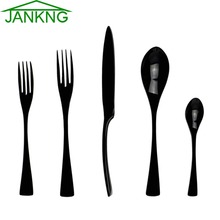 JANKNG 5Pcs/Lot Black 18/10 Stainless Steel Dinnerware Black Cutlery Set Kitchen Tableware Knife Fork Teaspoon Dinnerware Set 2024 - buy cheap