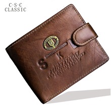 Retro Crazy Horse Brown Coffee Real Genuine Cowhide Leather Bifold Clutch Mens Wallet Coin Package Purse Pouch ID Card Dollar 2024 - buy cheap