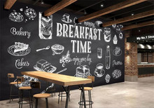 Papel de parede foto pintado à mão, preto e branco, mural decorativo para restaurante, cozinha, café 2024 - compre barato