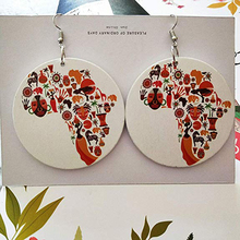 Pendientes de madera con forma de mapa africano para mujer, aretes colgantes redondos, accesorios de regalo de joyería 2024 - compra barato