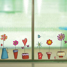Adesivo de parede flores fofas, adesivos para janela da cozinha, decoração de casa, banheiro, decalques para quartos infantis 2024 - compre barato