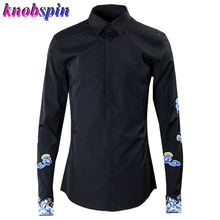 Camisa bordada de estilo chino para hombre, Camisa de algodón de alta calidad, de manga larga, ajustada, talla grande 2024 - compra barato