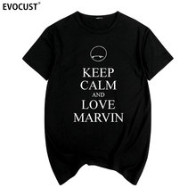 keep calm and love marvin Summer print T-shirt Cotton Men T shirt New women TEE 2024 - buy cheap