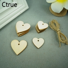 50pcs 4cm 3cm Love Heart Wooden With Holes Scrapbooking DIY Rustic Decor Craft Confetti Wedding Table Decoration Centerpieces 2024 - buy cheap