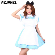 Adult Alice in Wonderland Costume Lolita Blue Dress Maid Uniform Fantasia Anime Cosplay Carnival Halloween Costumes For Women 2024 - buy cheap
