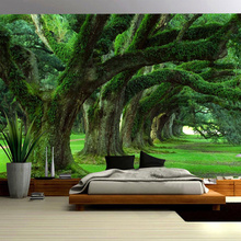 Papel de parede com extensão espacial, mural de parede com caminho de árvore verde, papel de parede de paisagem, sala de estar, restaurante, decoração de casa 2024 - compre barato