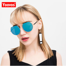 Yoovos 2019 Retro Sunglasses Women Vintage Half Frame Sun Glasses Metal Round Frame Mirror Reflective Oculos Feminino UV400 2024 - buy cheap