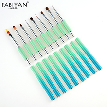 Nail Art Brush Detachable Metal Flat Carving Pen Gradient Blue Handle Powder Painting Drawing Liner Tools Manicure Tips 2024 - buy cheap