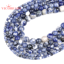 StoneNew-Cuentas de gemas de sodalíta azul Natural, hilo de 15 pulgadas, 4, 6, 8, 10, 12mm, tamaño a elegir para la fabricación de joyas 2024 - compra barato