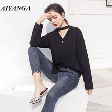 2019 Spring Blouses Women Long Sleeve Shirts Female Fashion Office Lady OL Elegant Shirts Womens Tops and Blouses Black Red 2024 - buy cheap