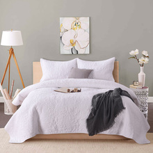 Lssub colcha de cama colcha branca, 3 peças, cobertor bordado de algodão acolchoado, tamanho queen size verão 2024 - compre barato
