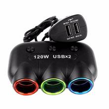 12V-24V 5V/2.1A 120W Multi Socket Auto Car Cigarette Lighter Splitter USB Power Adapter Charger with Switch Charger for iPhone 2024 - buy cheap