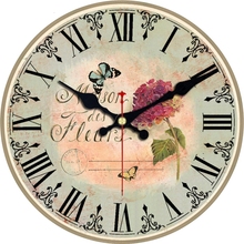 Vintage Round Beautiful Flower Design Wall Clocks Classic Roman Numbers Watches Silent Home Cafe Kitchen Decor Large Wall Clock 2024 - buy cheap