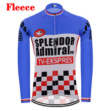 Hot men's pro team blue Winter Fleece & no Fleece long sleeve cycling jersey mountain racing cycling clothing maillot ciclismo 2024 - buy cheap