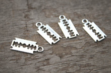 25pcs--  Razor Blade Charms  Antique Tibetan silver  Razor Blade Charms pendants ,DIY Supplies 17x8mm 2024 - buy cheap