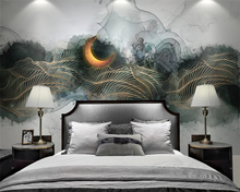 beibehang Customized modern 3d wallpaper new Chinese abstract lines ink landscape TV decorative painting wall papers home decor 2024 - buy cheap