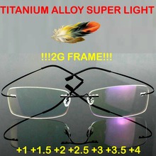 2019 =clara Vida=2017 Genuine Brand Titanium 2g Frame!! Super Light Rimless Ultra Reading Glasses +1 +1.5 +2 +2.5 +3 +3.5 +4 2024 - buy cheap