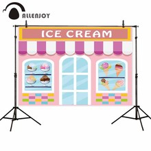 Allenjoy ice cream parlor photo backdrop photophone birthday party shop window girl children background photography photocall 2024 - buy cheap