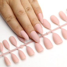 24Pcs Matte False Nails Pointed Soft Pink Nude Black Fake Stiletto Nails Full Cover Pure Color Artificial Nail Tip Party Nail 2024 - buy cheap