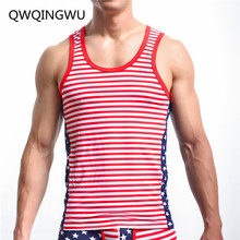 Ropa interior de moda para hombre, Camiseta con estampado de la bandera americana, hip hop, culturismo, Fitness, sin mangas 2024 - compra barato