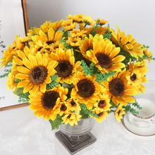 Buquê de flores artificiais amarelas de girassol, decoração para outono, festa, escritório, jardim 2024 - compre barato