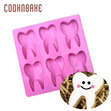 COOKNBAKE-Molde de silicona con forma de diente para hornear, bandeja de cubitos de hielo, Chocolate, caramelo, jabón 3D, 6 agujeros, decoración de pasteles 2024 - compra barato