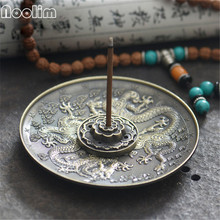NOOLIM Zinc Alloy Dragon Lotus Incense Burner Joss Stick Holder Tibetan Aroma Censer Disc Aromatherapy Home Decor Ornaments 2024 - buy cheap